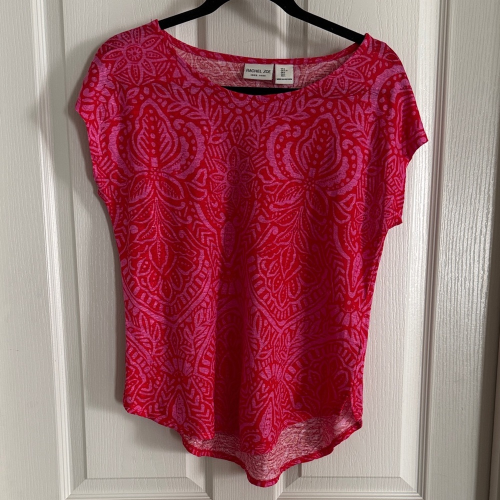 Rachel Zoe Red and Pink Patterned Blouse